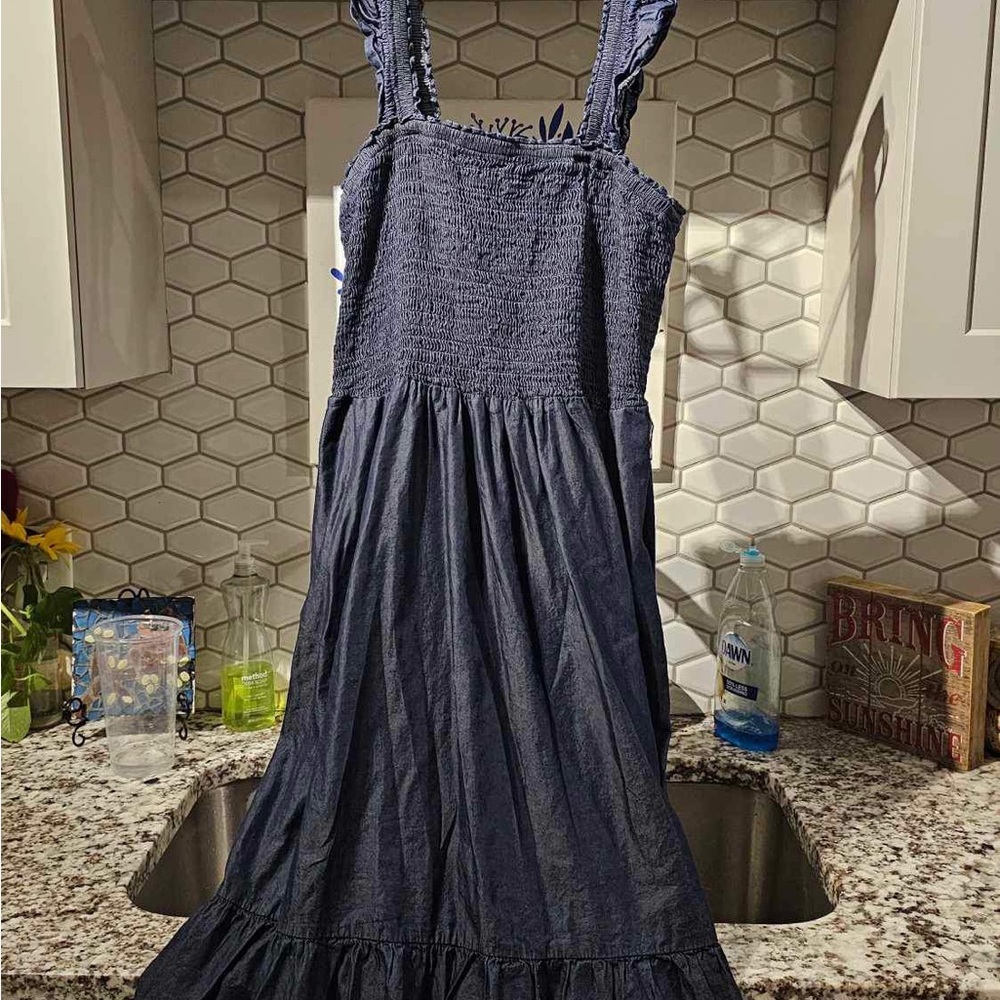 NY&Co. Denim Long Sundress Size Large